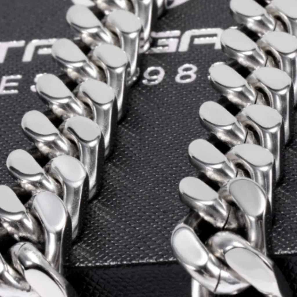 Hip-hop titanium steel Cuban choker clavicle chain with polished finish on a flat surface