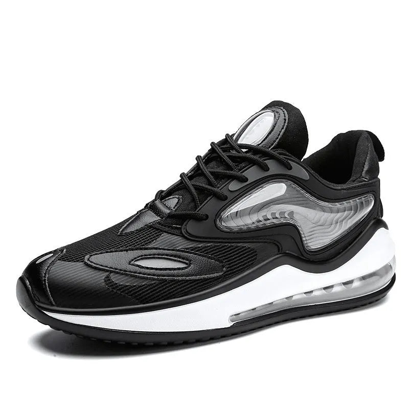 Men's summer air cushion casual shoes in Space Black with height increase feature and rubber sole