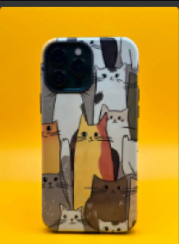 Plastic all inclusive phone case for iPhone 11 to 16 series with heat transfer print design