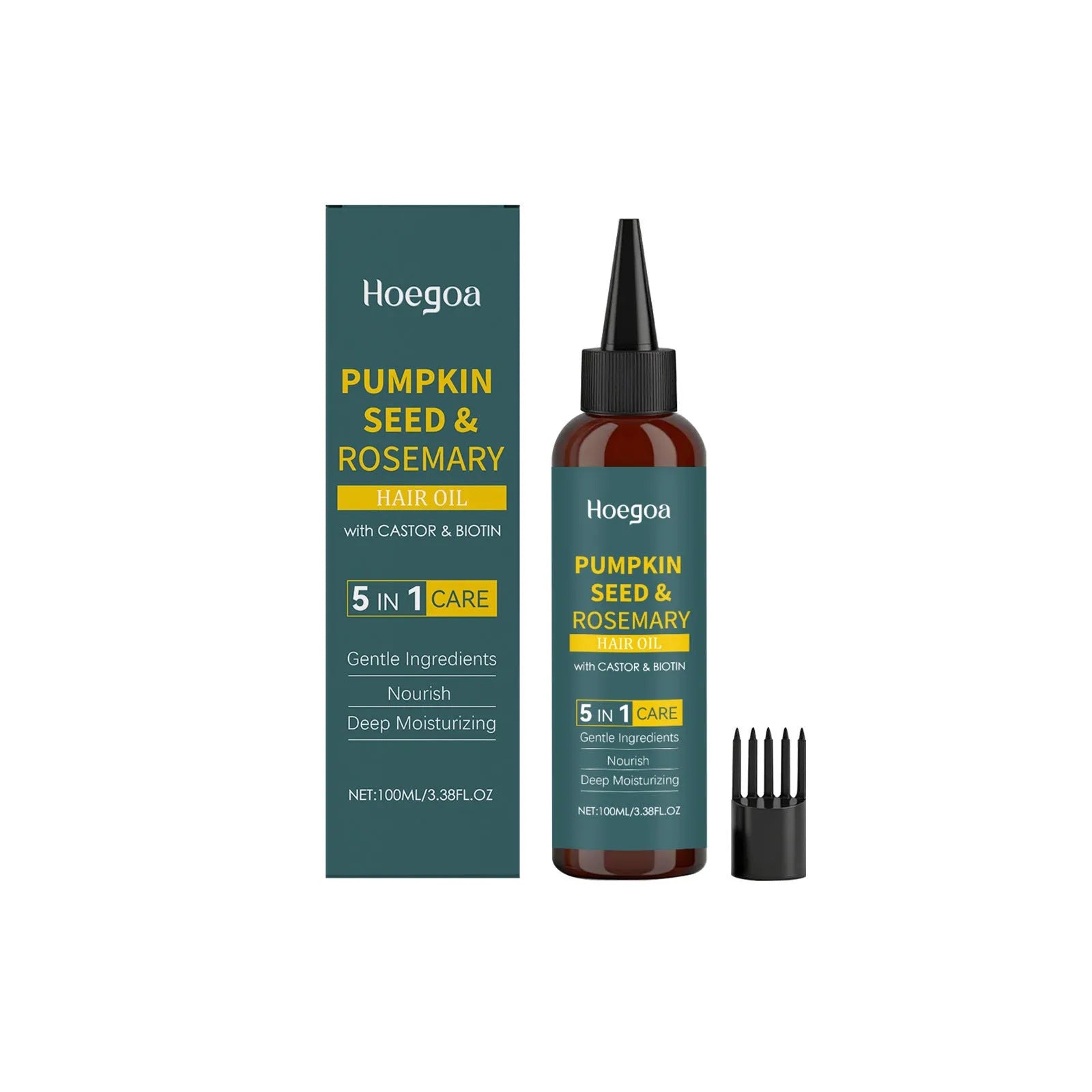 Rosemary hair oil 100ml bottle with pointed nozzle and detangling comb set