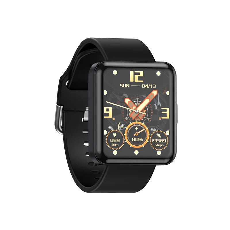 Smart Bluetooth sports bracelet with TFT screen showing heart rate and weather alert, black colour