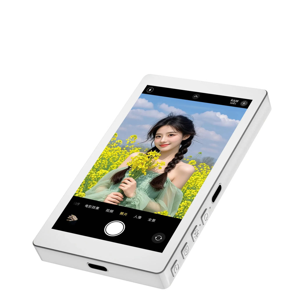Black magnetic mobile phone screen projector showing rear view with USB port and display.