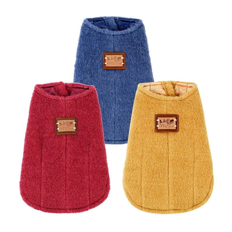 Cotton Korean-style cashmere vest dog jumper for small dogs in blue, red, or yellow
