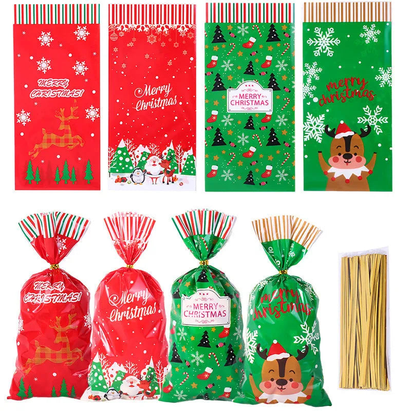 Christmas gift tying packing bags, OPP flat bags 13x27cm, 50pcs per pack, Christmas Bag A or B