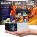 Black Smart Android 720p WiFi Bluetooth projector with reflection film, 3200lms brightness