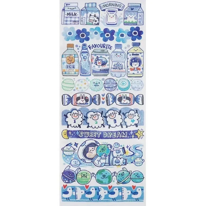 Cute cartoon character decorative sticker for haemorrhoid tape packaging, made from Japanese paper.