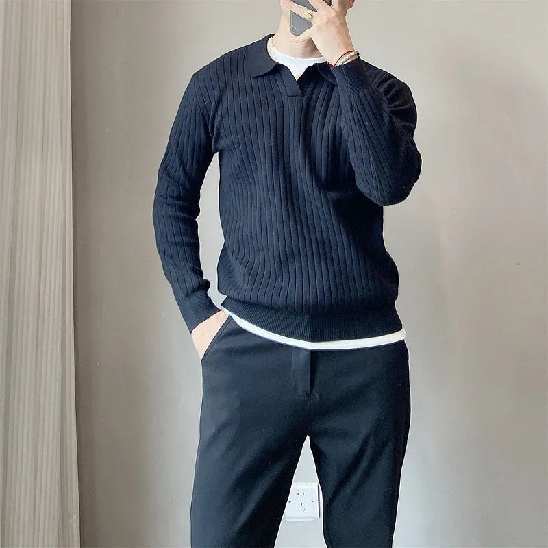 Men's loose knit sweater in army green colour with textured rabbit fur modal fabric