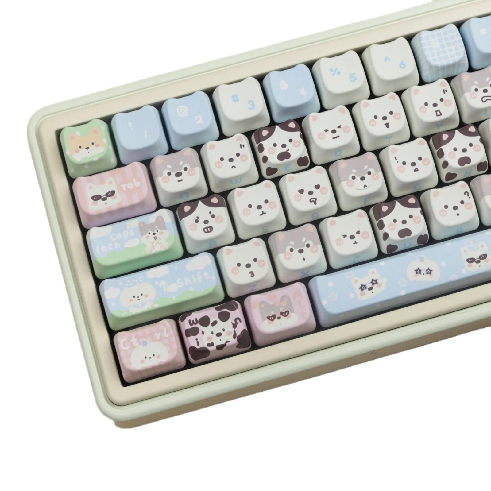 PBT sublimation key cap full set with colourful puppy design for mechanical keyboards