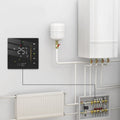 Intelligent home heating energy-saving thermostat switch with capacitive touch keys, black, for boiler and electric floor heating