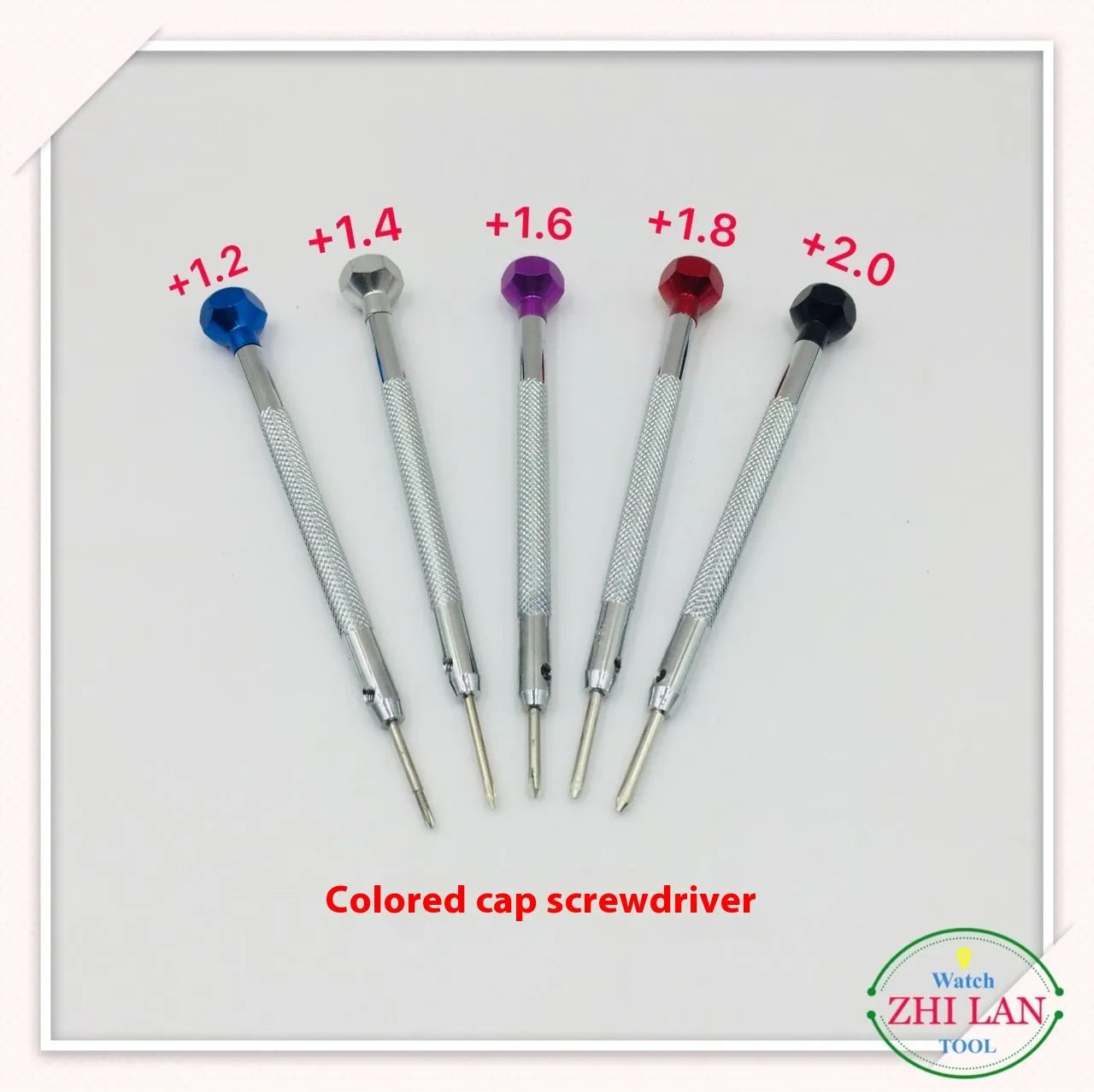 6-piece colour aluminium watch screwdriver set with oxidation-treated heads and copper handles