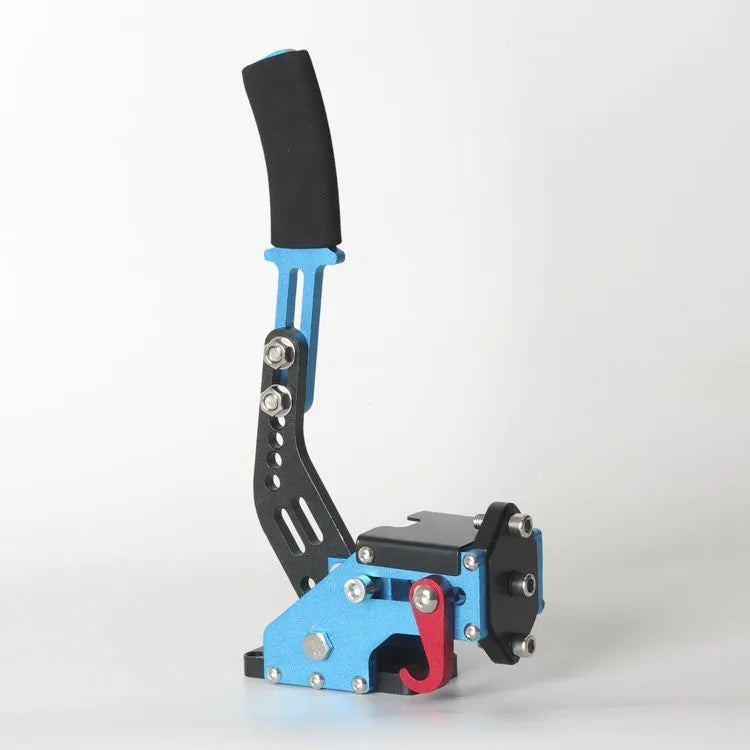 Linear drift handbrake controller for PC racing simulators in red, black, and blue colour options