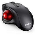 Black wireless trackball mouse with dual 2.4G and Bluetooth connectivity and luminous effect