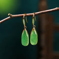 Chinese style geometric water droplet earrings with antique plating in CP798 Jade colour