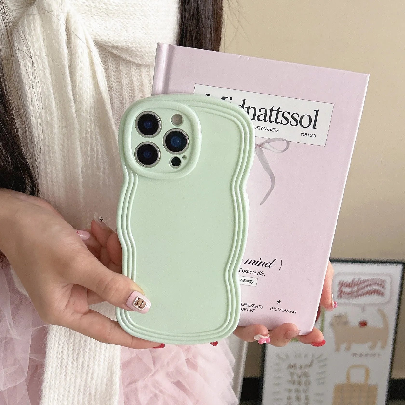 Wave pattern soft TPU iPhone case in cream candy colour options
