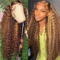 Front lace wig with African black gradient colour and big wave styling on mannequin head