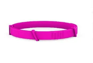 Rose Red plastic anti-flea pet collar for cats and dogs on a plain background