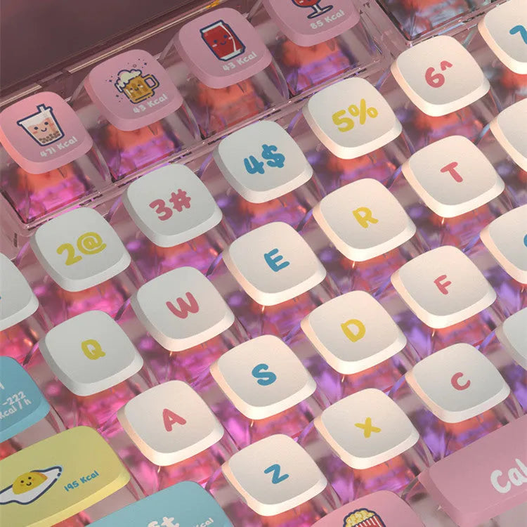 PIIFOX PF-06 transparent resin keycap set with thermal sublimation legends, Calories colour, 117 keys