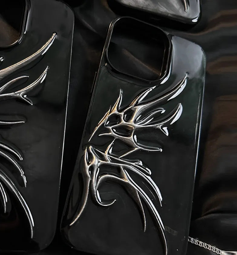 Protective iPhone case with three-dimensional blooming wings design in blurred wings colour