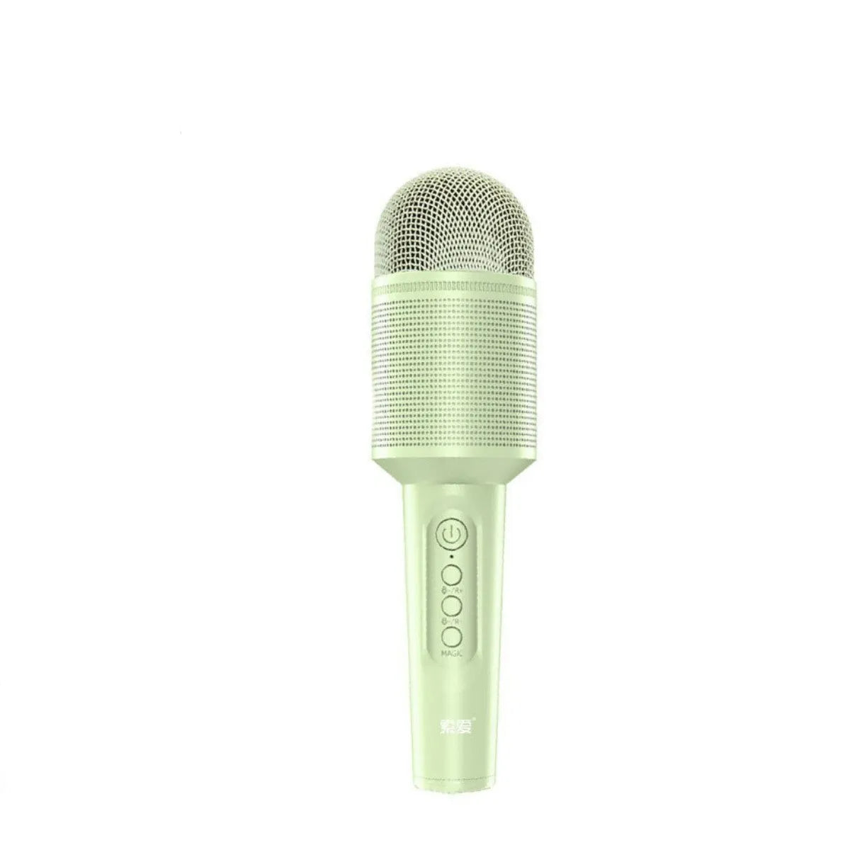 Wireless Bluetooth karaoke microphone in pink, blue, and green colour options with USB connection