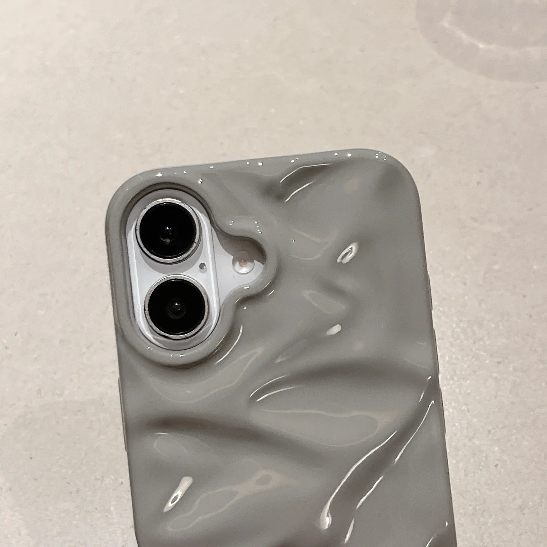 QF pleated gray TPU phone case with oil-filled finish, anti-fall and anti-fingerprint, for iPhone