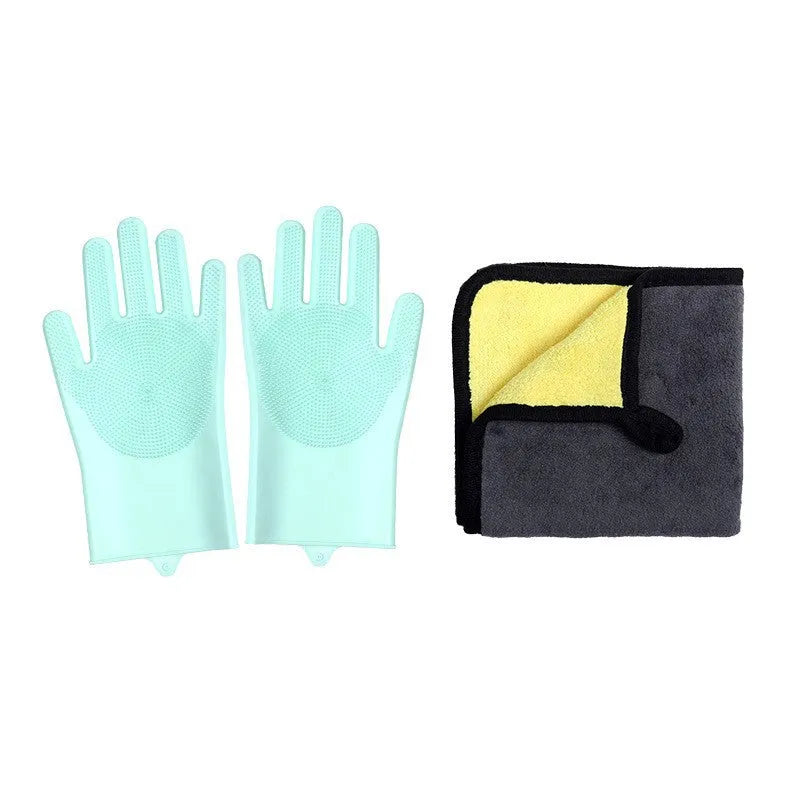 Silicone dog bathing gloves set in blue, pink or yellow, 3-piece to 9-piece options
