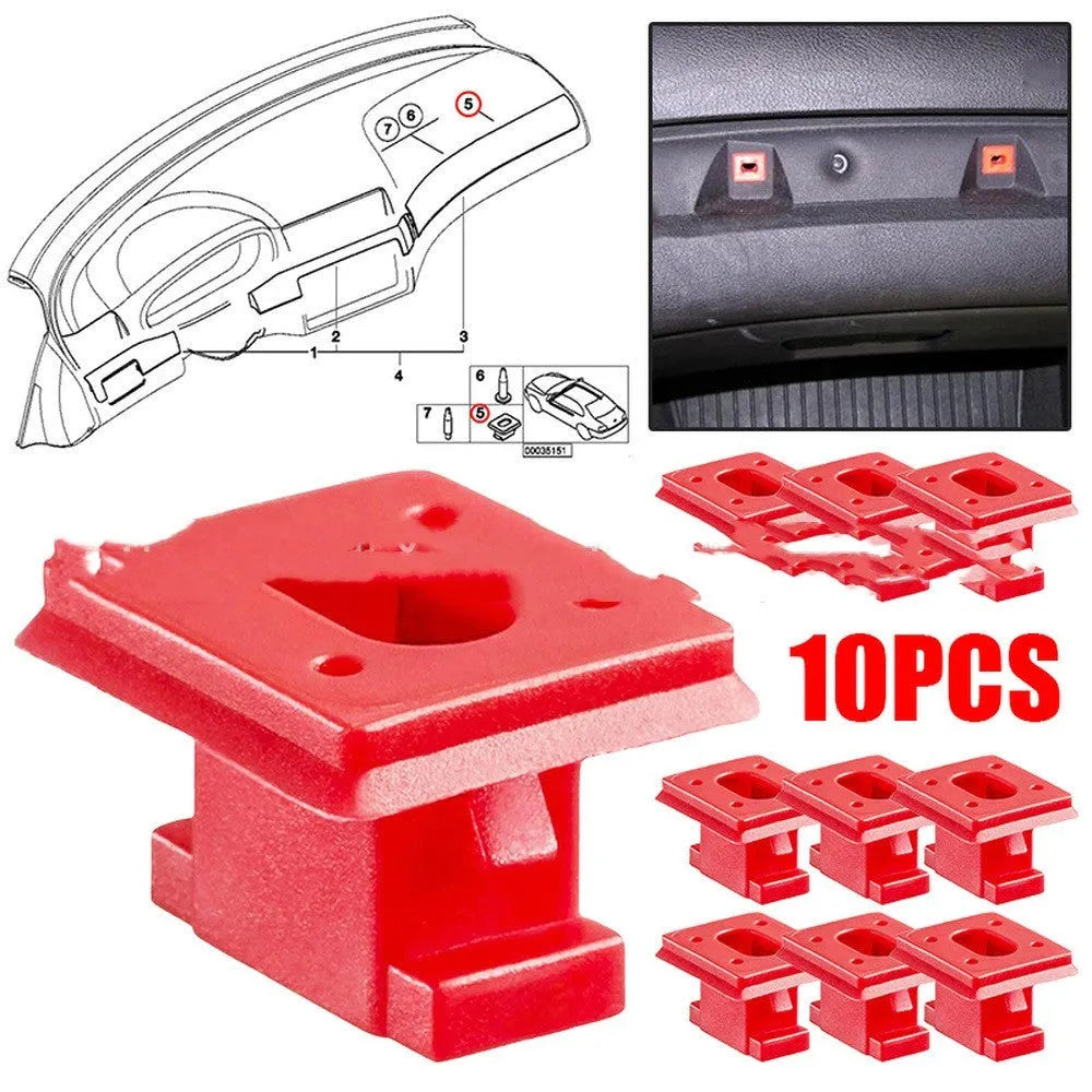 Plastic interior trim panel snap clips for BMW door panels, shown in a set.