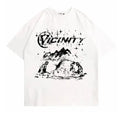 Men's grey graphic t-shirt with retro hip hop print, showing front design.
