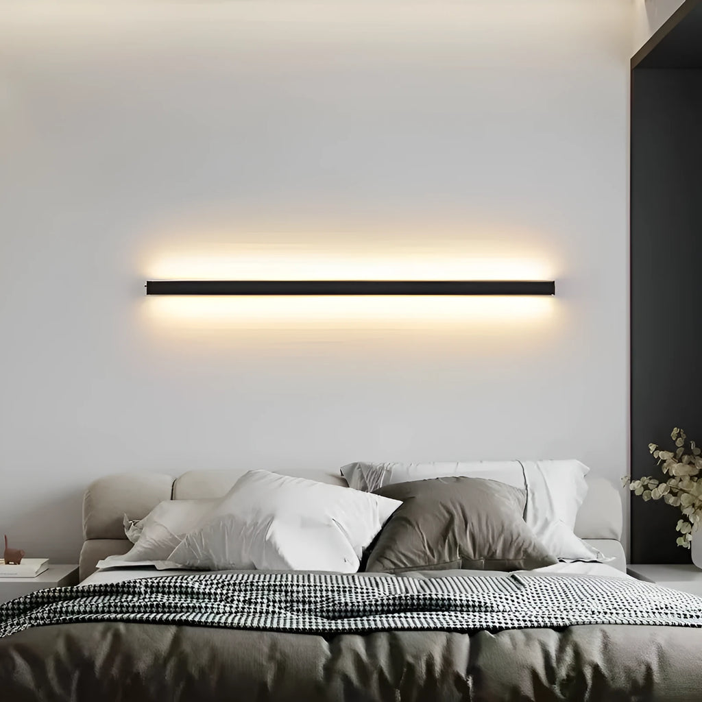 80cm long black aluminium LED strip wall lamp with touch control for three light colours.