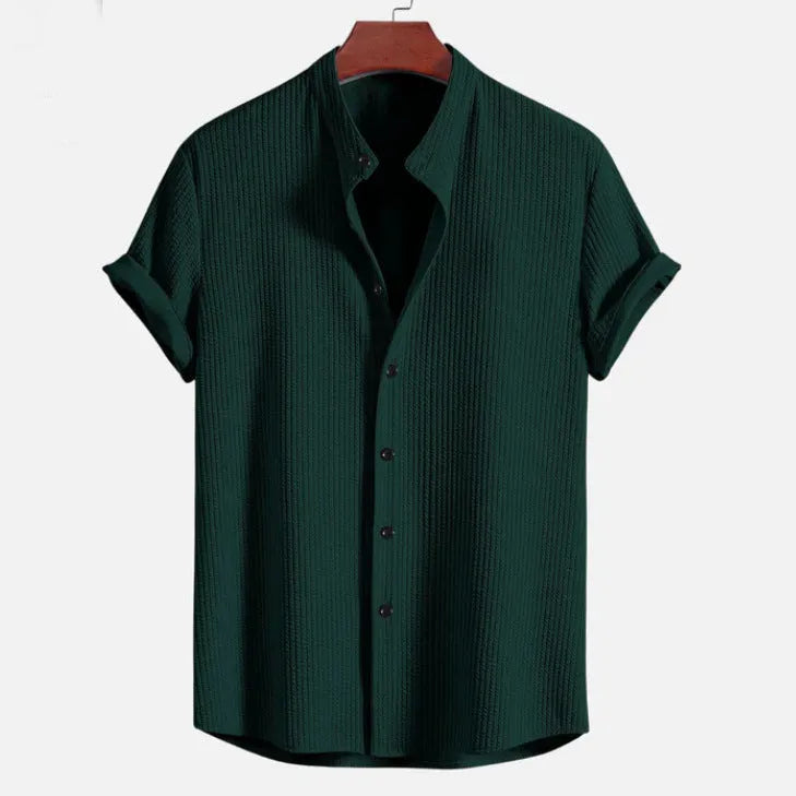 Men's loose fit short sleeve casual summer shirt in a light blue colour