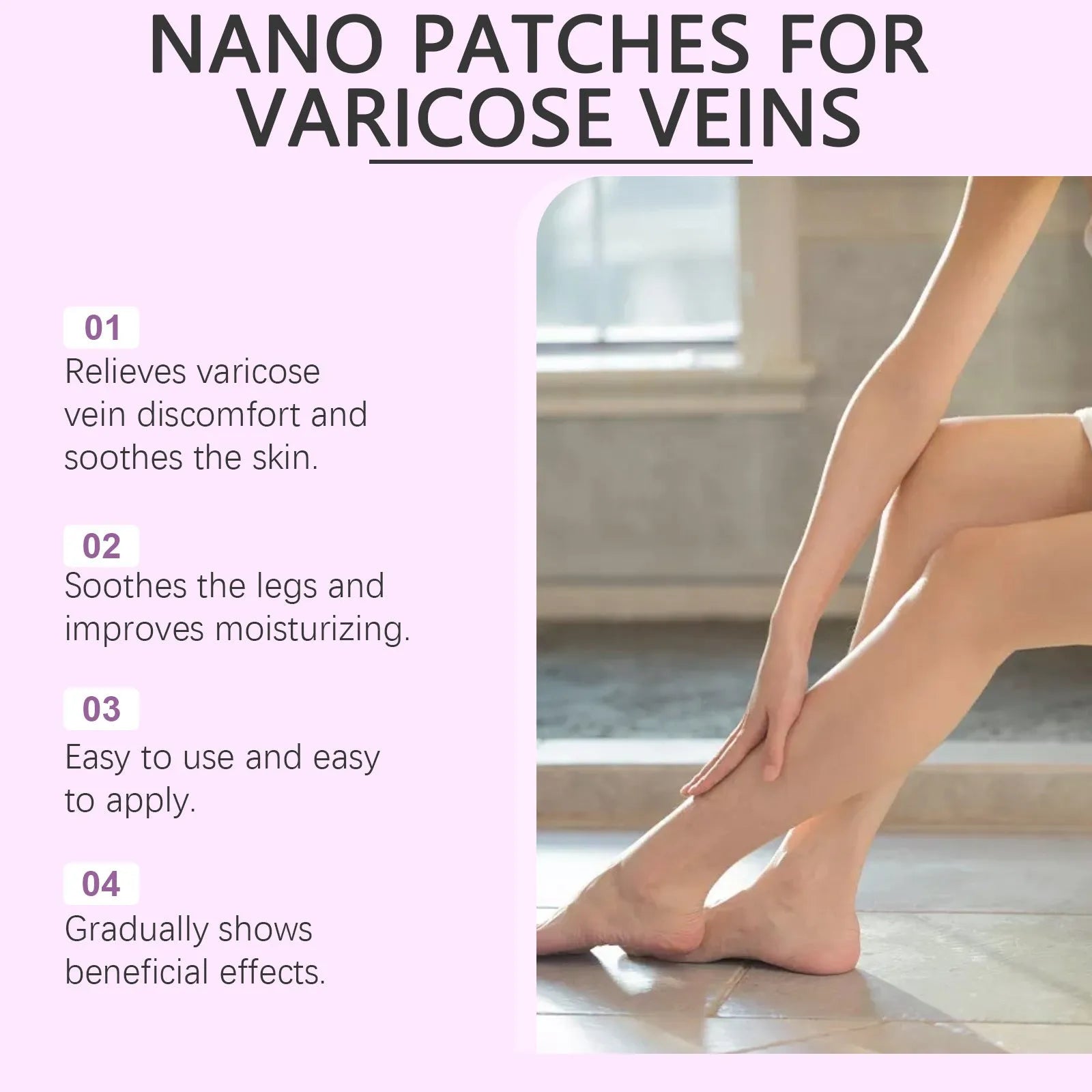 Pack of four leg care micro needle patches for skin nourishment and moisturisation