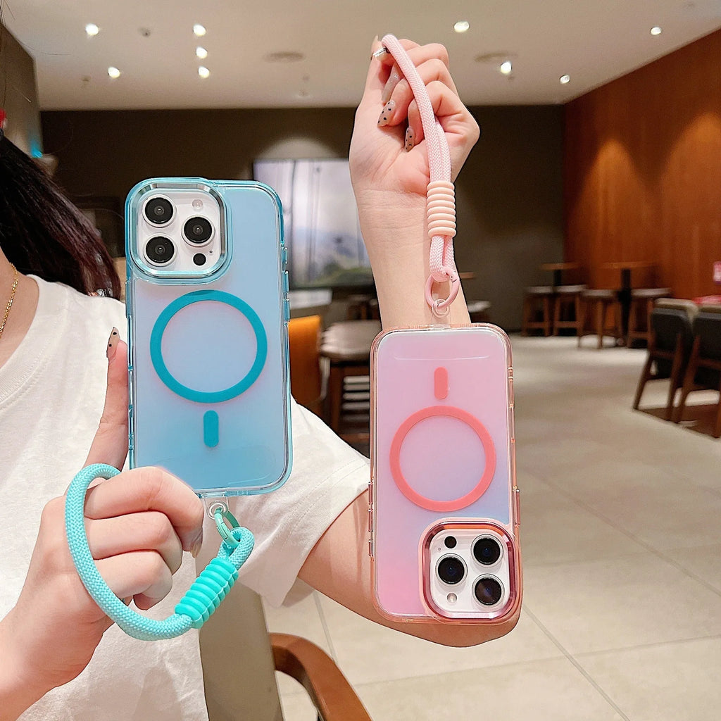 Light Shadow Chameleon transparent silicone phone case for iPhone with drop-resistant edges and magnetic attraction