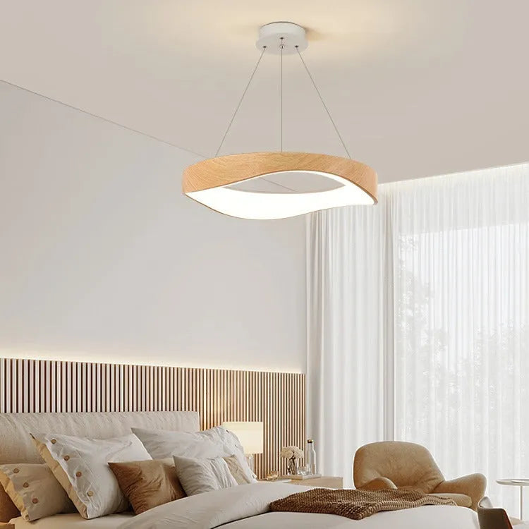 Nordic creative wood grain pendant chandelier 40cm in Antique Wood Grain finish for dining room