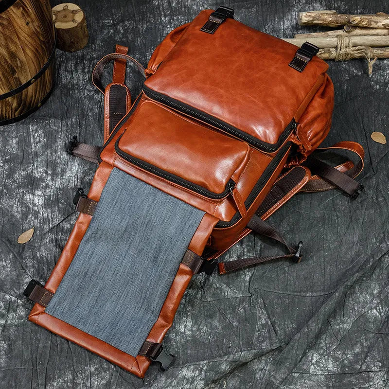 18-inch cowhide flip shoulder computer bag in blue black, 39cm x 28cm x 10cm, first layer leather, large capacity