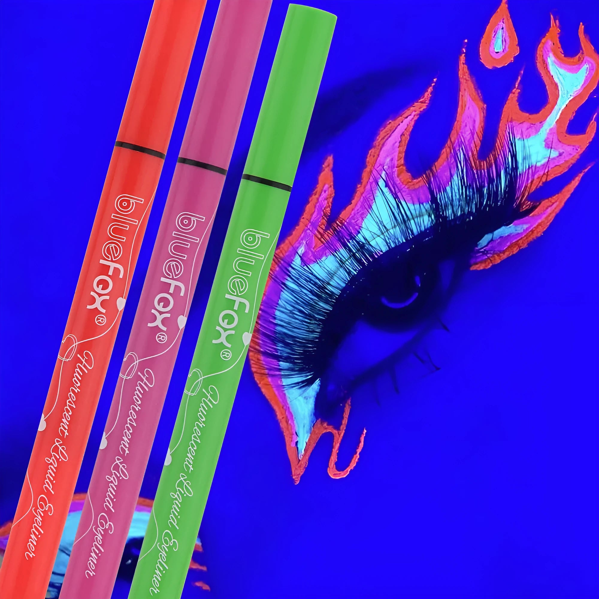 Fluorescent liquid eyeliner set of 6 pens in assorted colours with waterproof matte finish