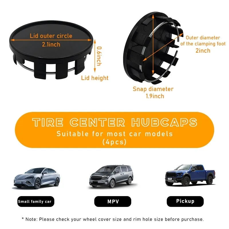 Black and silver plastic 54mm wheel hub cap for Japanese cars