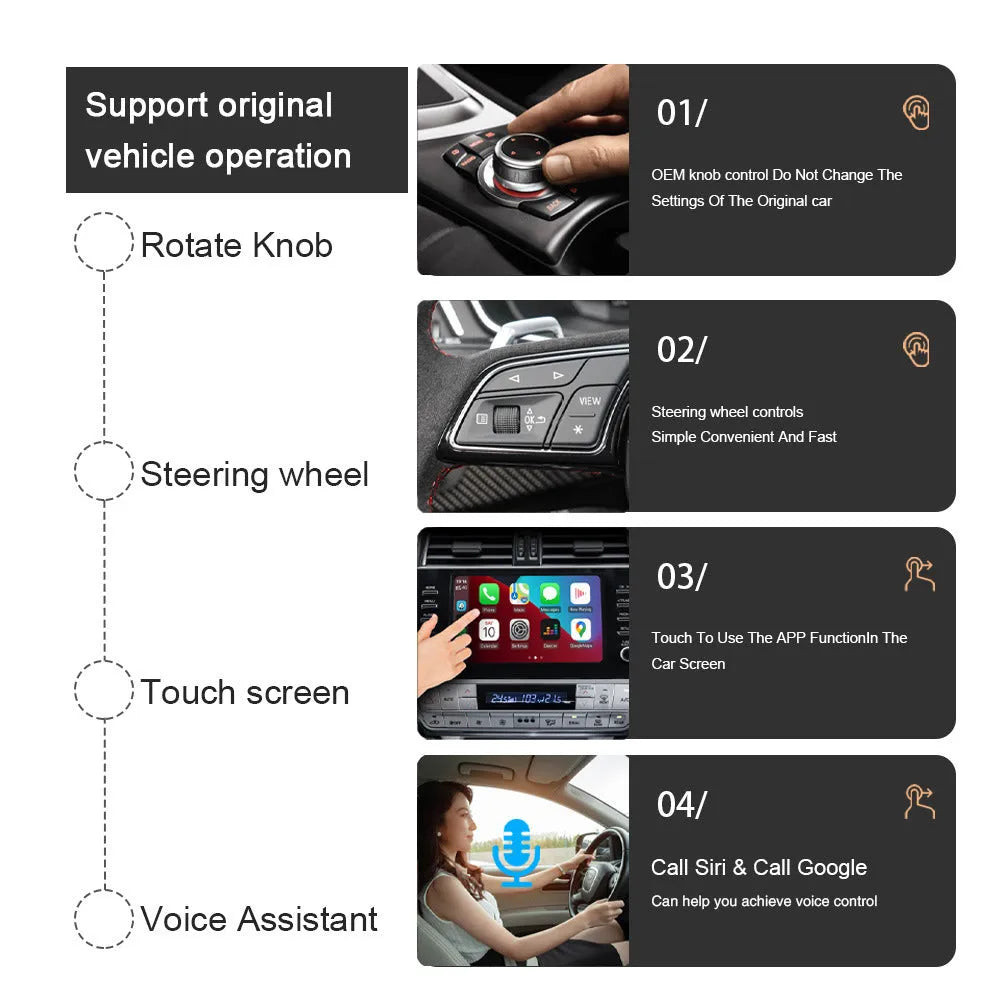 CarPlay Android Auto upgrade smart box for original car systems with Android 11 and wireless connectivity