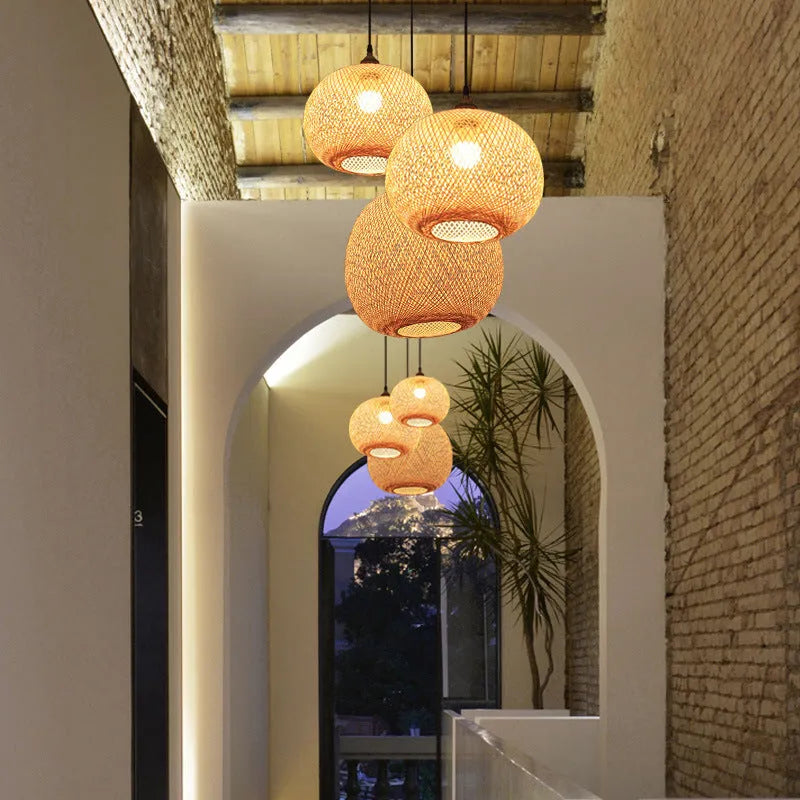 Pastoral ceiling chandelier with 20cm to 55cm diameter options and three-head combinations, 220V, for bedroom or tea room