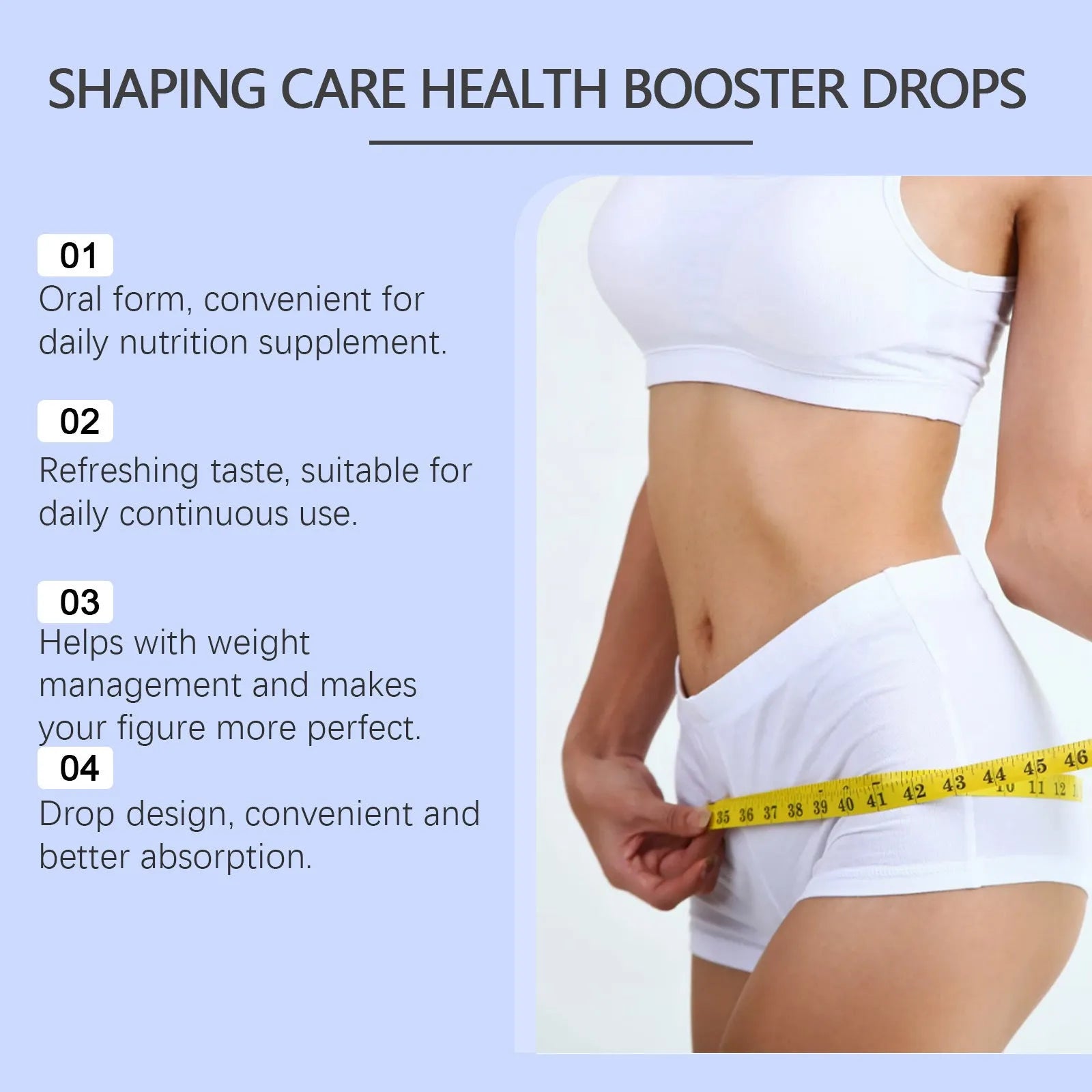 Bottle of Nourishing Skin Elastic Body Care Drops, 59ml net content, for export sales.