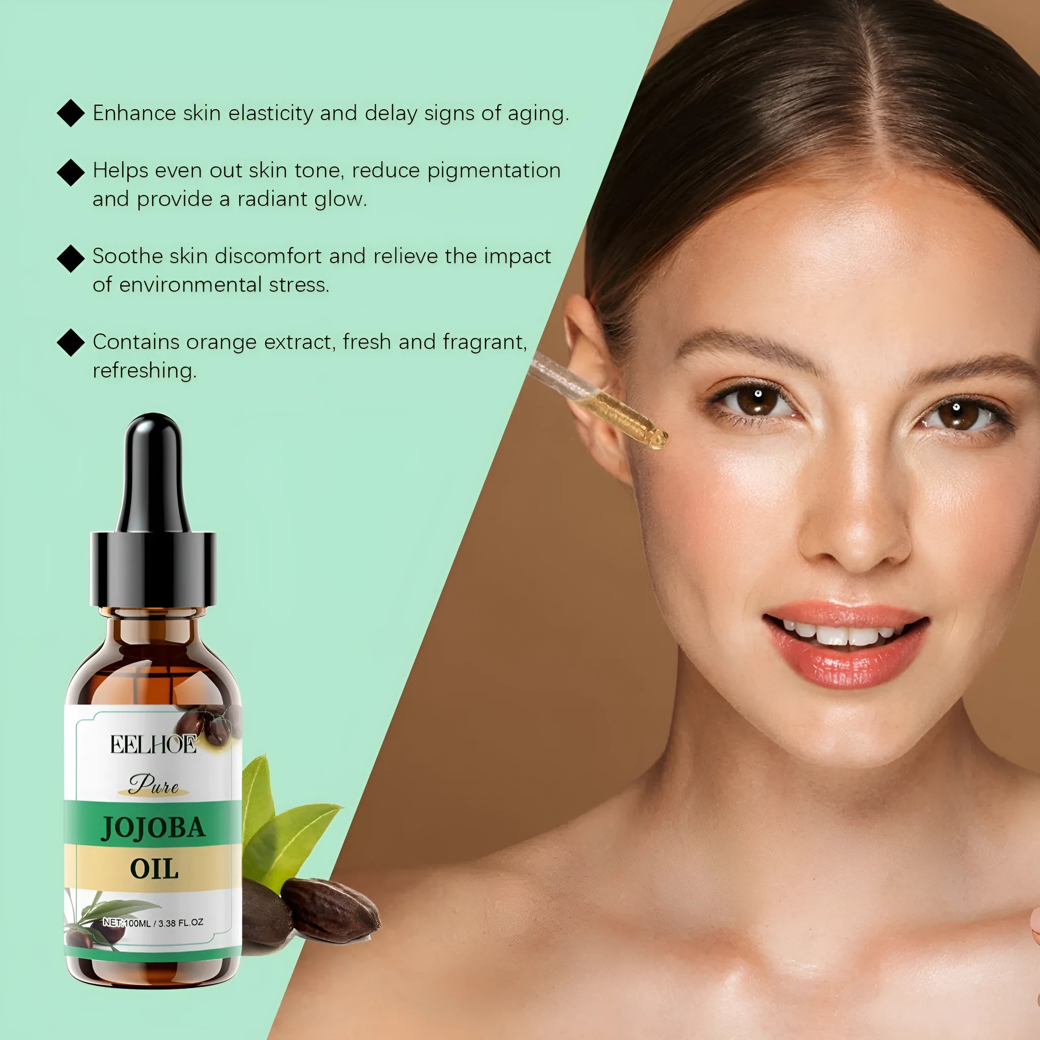100ml organic jojoba oil bottle for facial moisturising and firming skincare