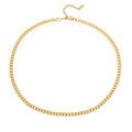 Gold electroplated titanium steel necklace showing letter A pendant on a 40.5cm blade chain
