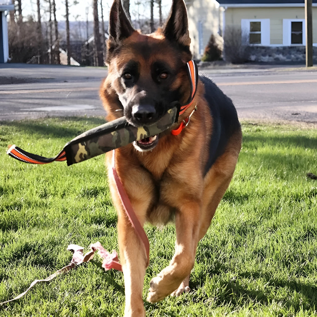 55cm long jute dog bite stick with yellow reflective edges for training