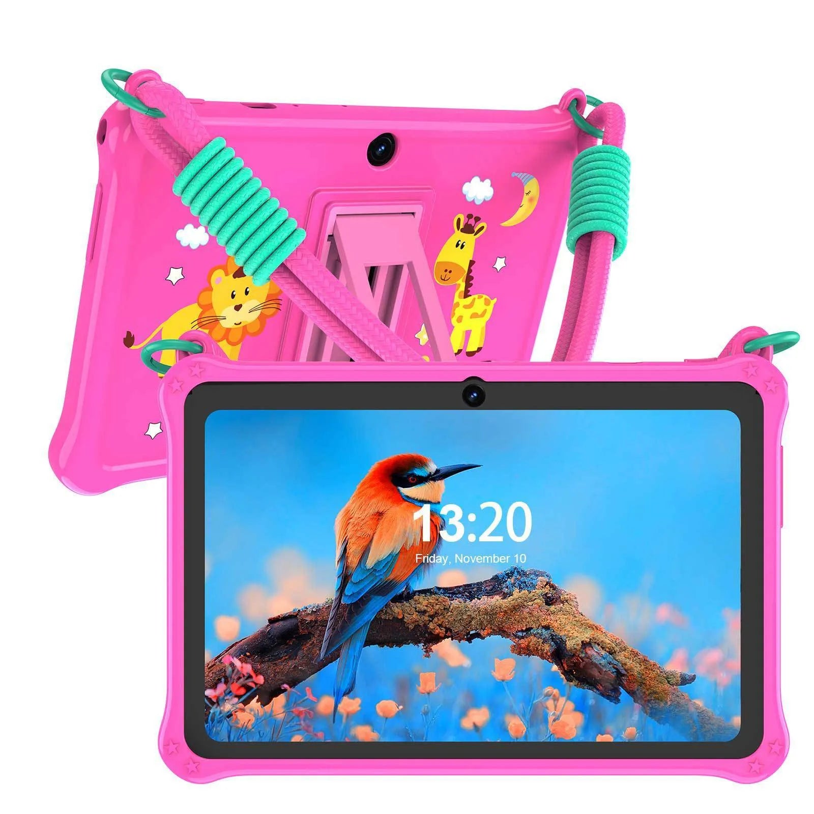 7-inch children's tablet silicone protective case with flat strap in sapphire blue colour