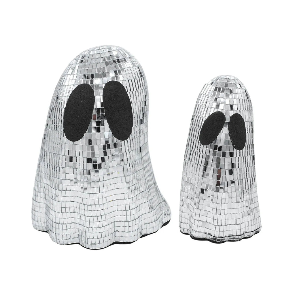Silver glass mosaic ghost patch Halloween decoration in large and small size options