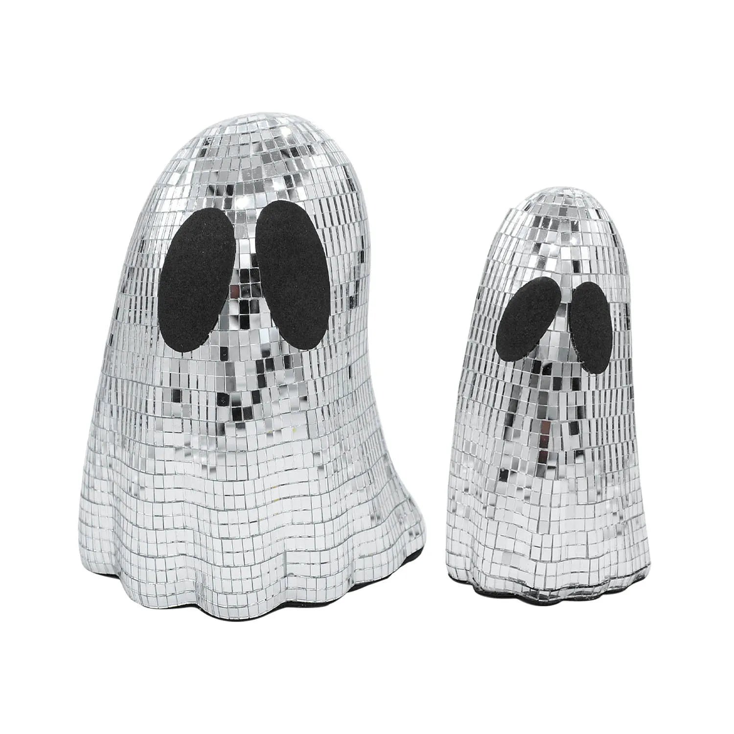 Silver glass mosaic ghost patch Halloween decoration in large and small size options
