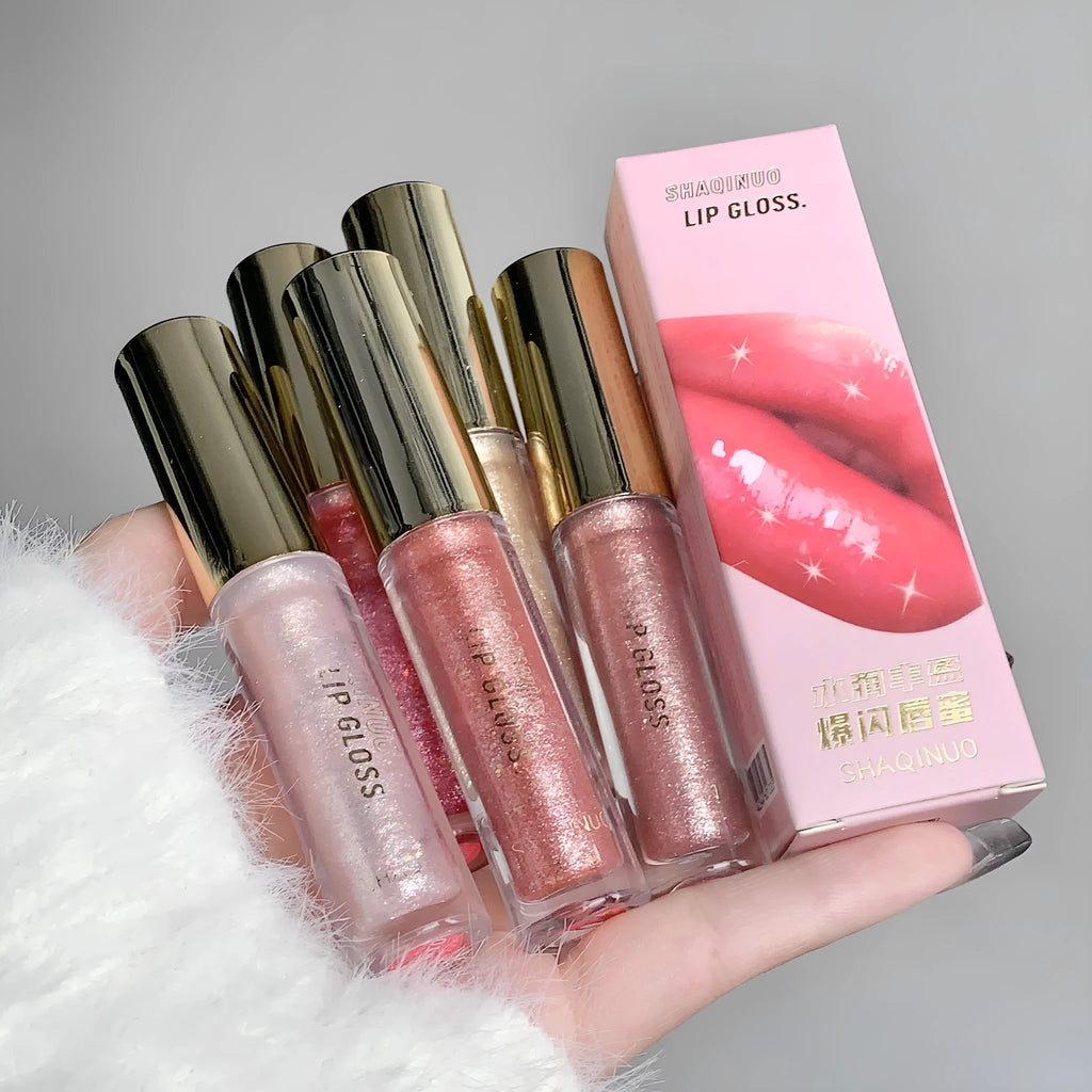 Moisturising flash lip gloss with water-light mirror finish in five colour options