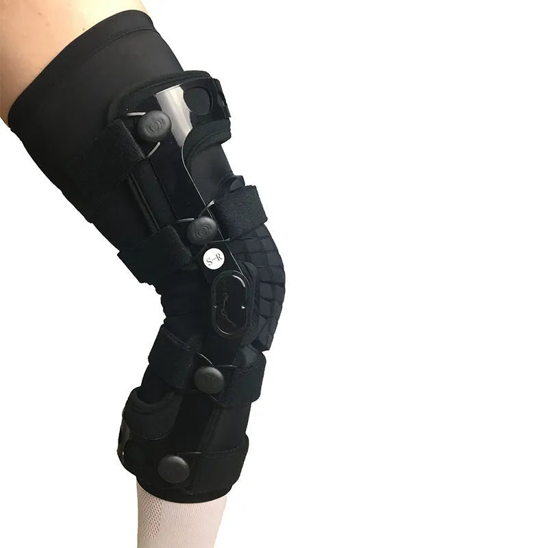 Black anterior ligament knee pad supporter showing left and right size options.
