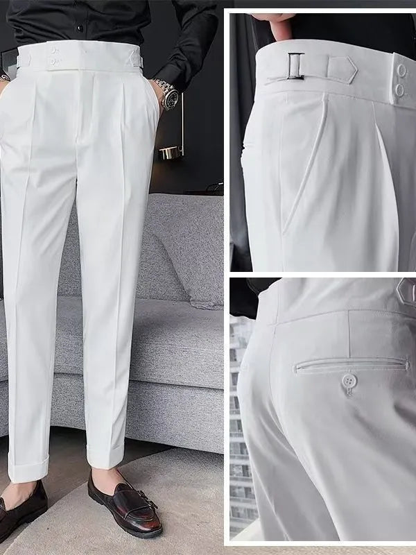 Autumn retro high waist straight leg trousers in black, shown on a model.