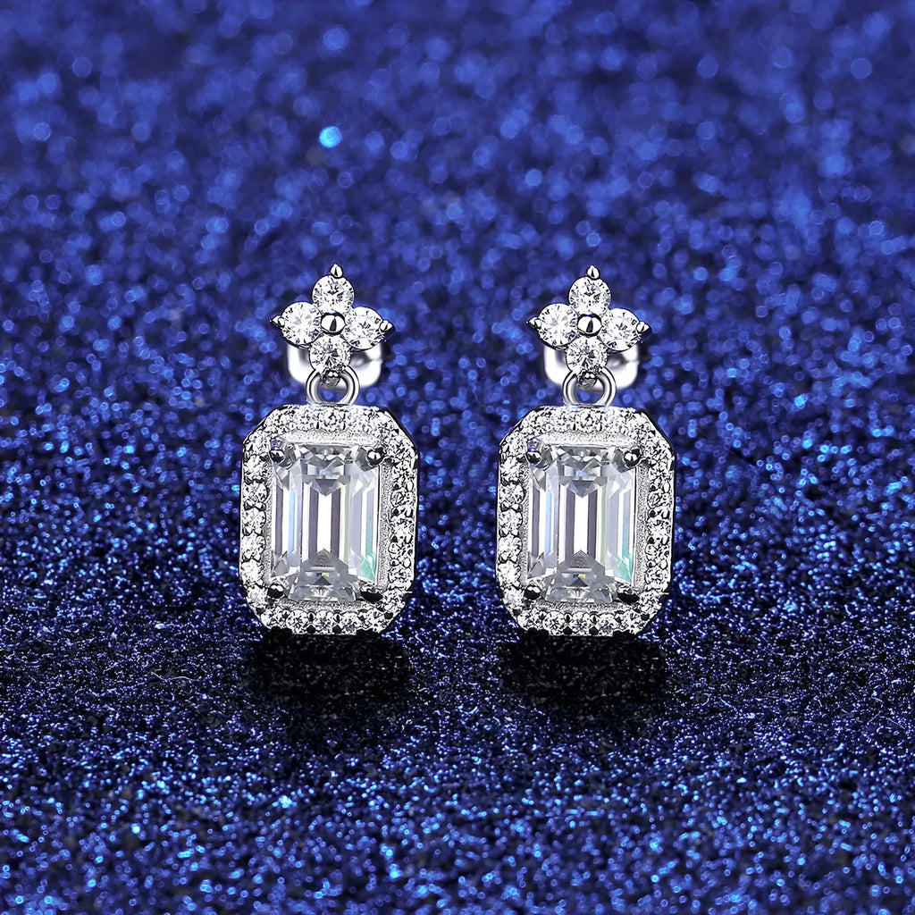 Fashion casual rectangular women's earrings in 925 silver with electroplating finish