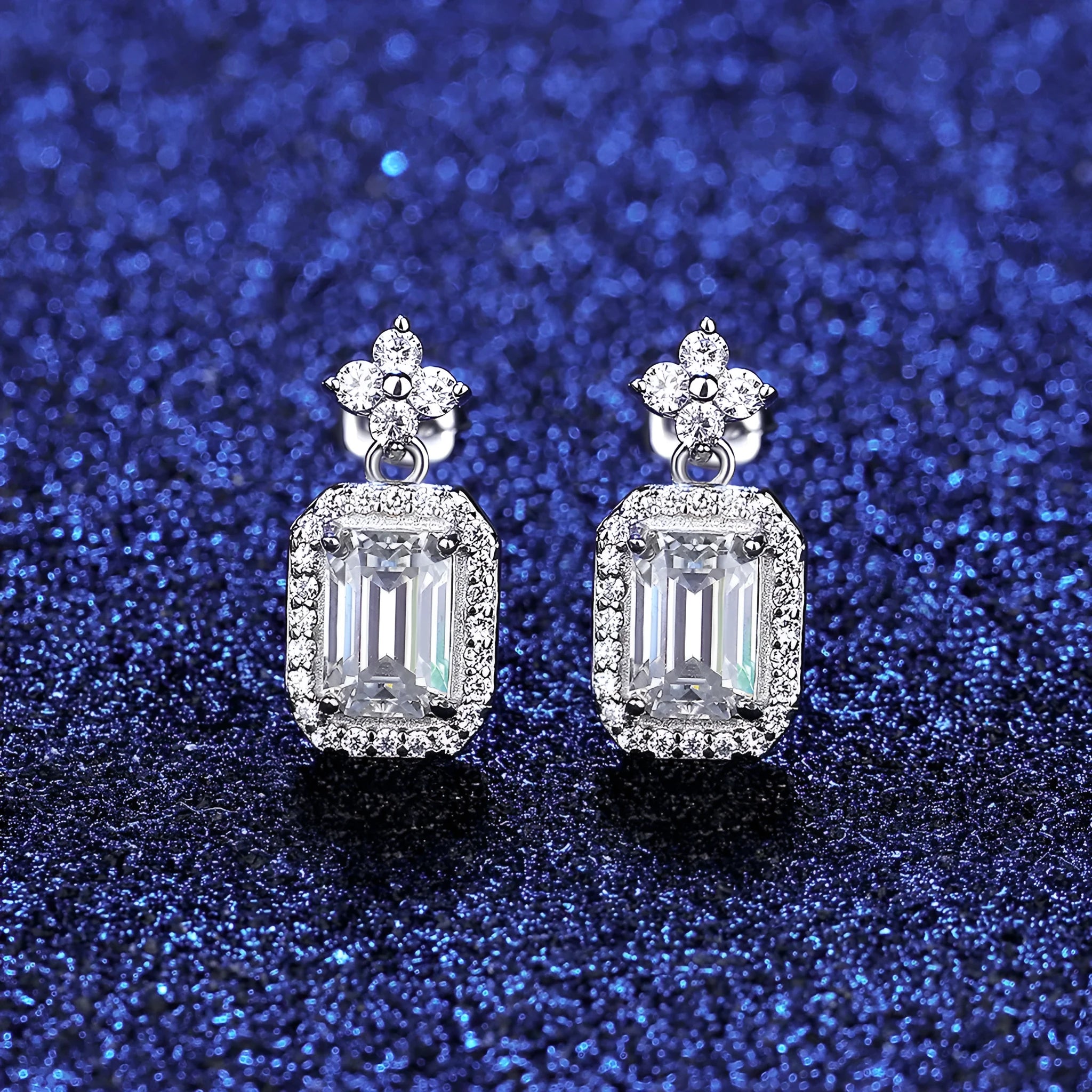 Fashion casual rectangular women's earrings in 925 silver with electroplating finish
