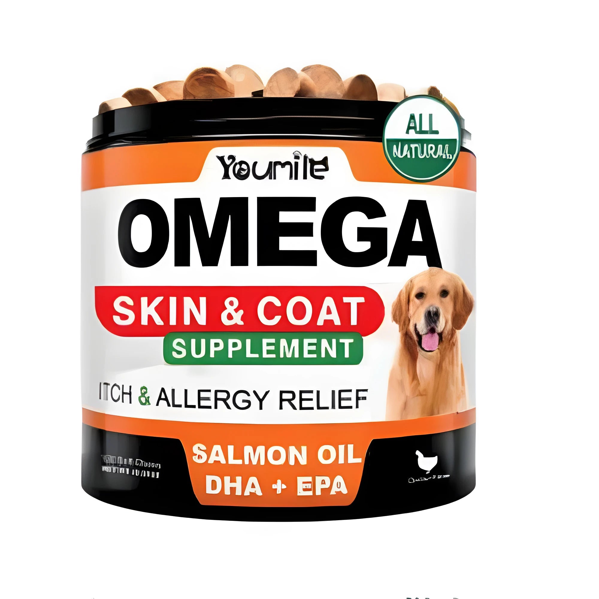 Bottle of 120 count fish oil chewable softgel dietary supplements.